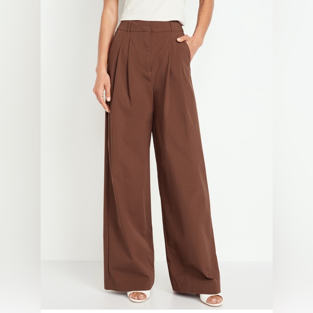 NWT Old Navy Extra High Waisted Wide Leg Taylor Pants Brown‎ Bronze Size 14 Tall